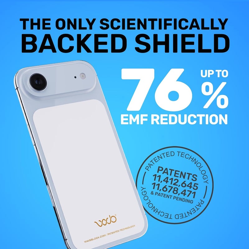 WAVEBLOCK EMF Blocker for Cell Phone - Made for iPhone 17 Air - The Only Patented, Real Scientifically Backed, Lab-Tested 5G-Shield Sticker to Protect You & Your Loved Ones - USA Made White - Image 2